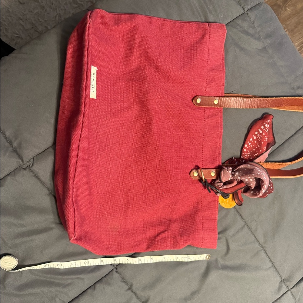 Elegant Red Tote Bag with Leather Handles